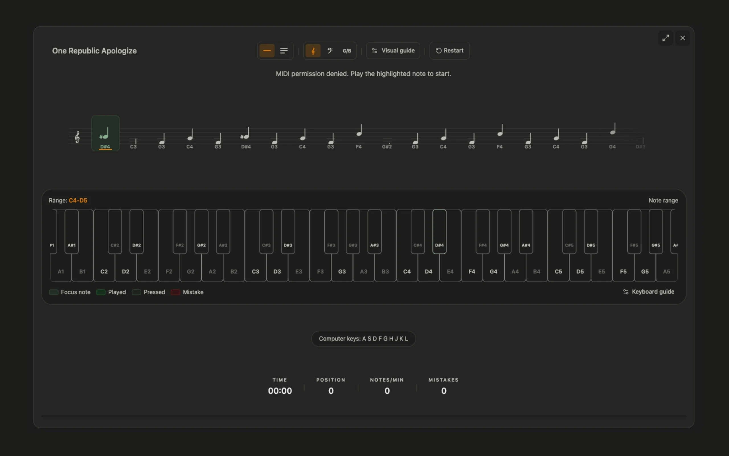 Choose focused note drills